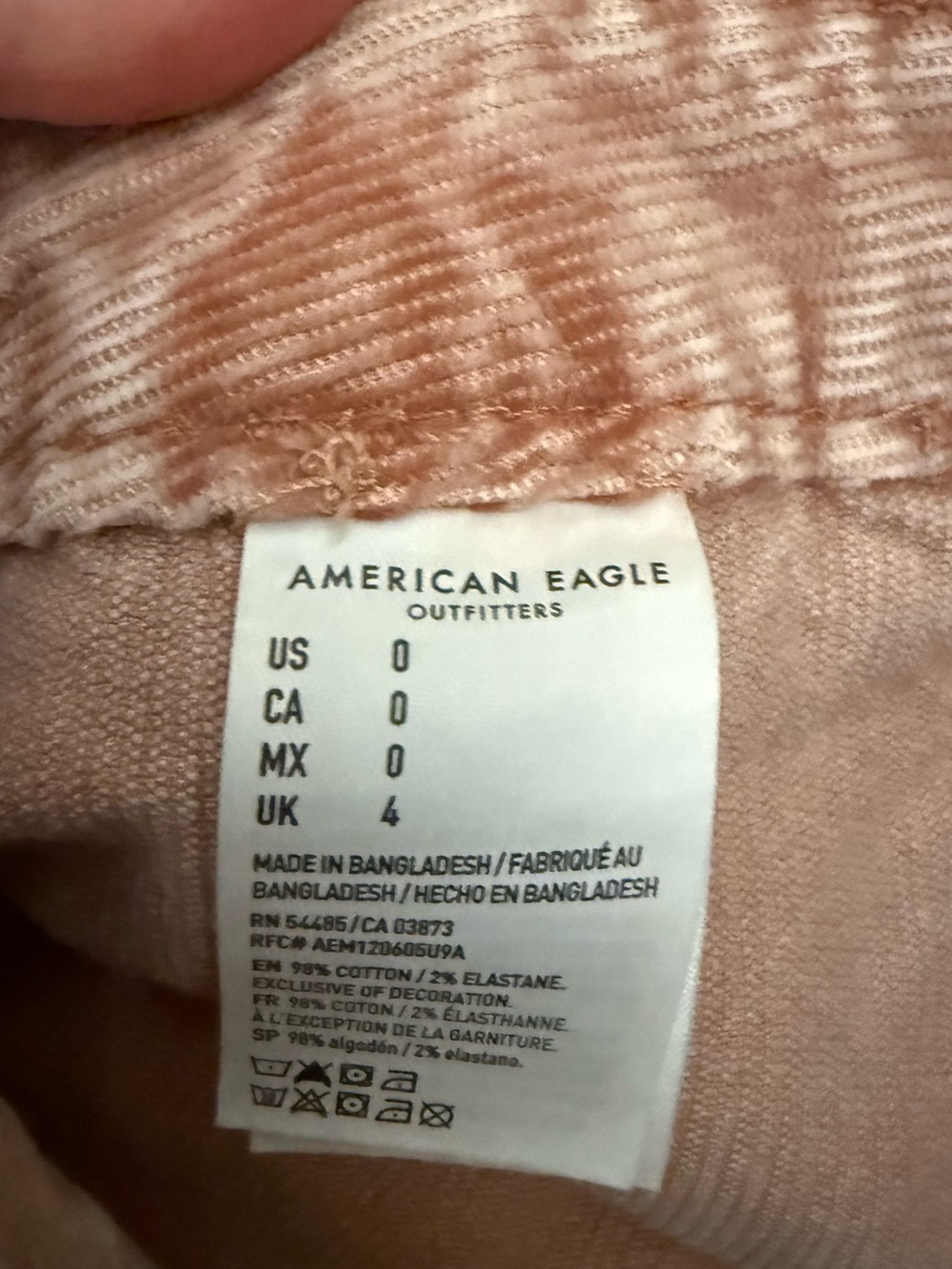 American Eagle Outfitters Pink Corduroy Utility Shorts - Picture 2 of 3